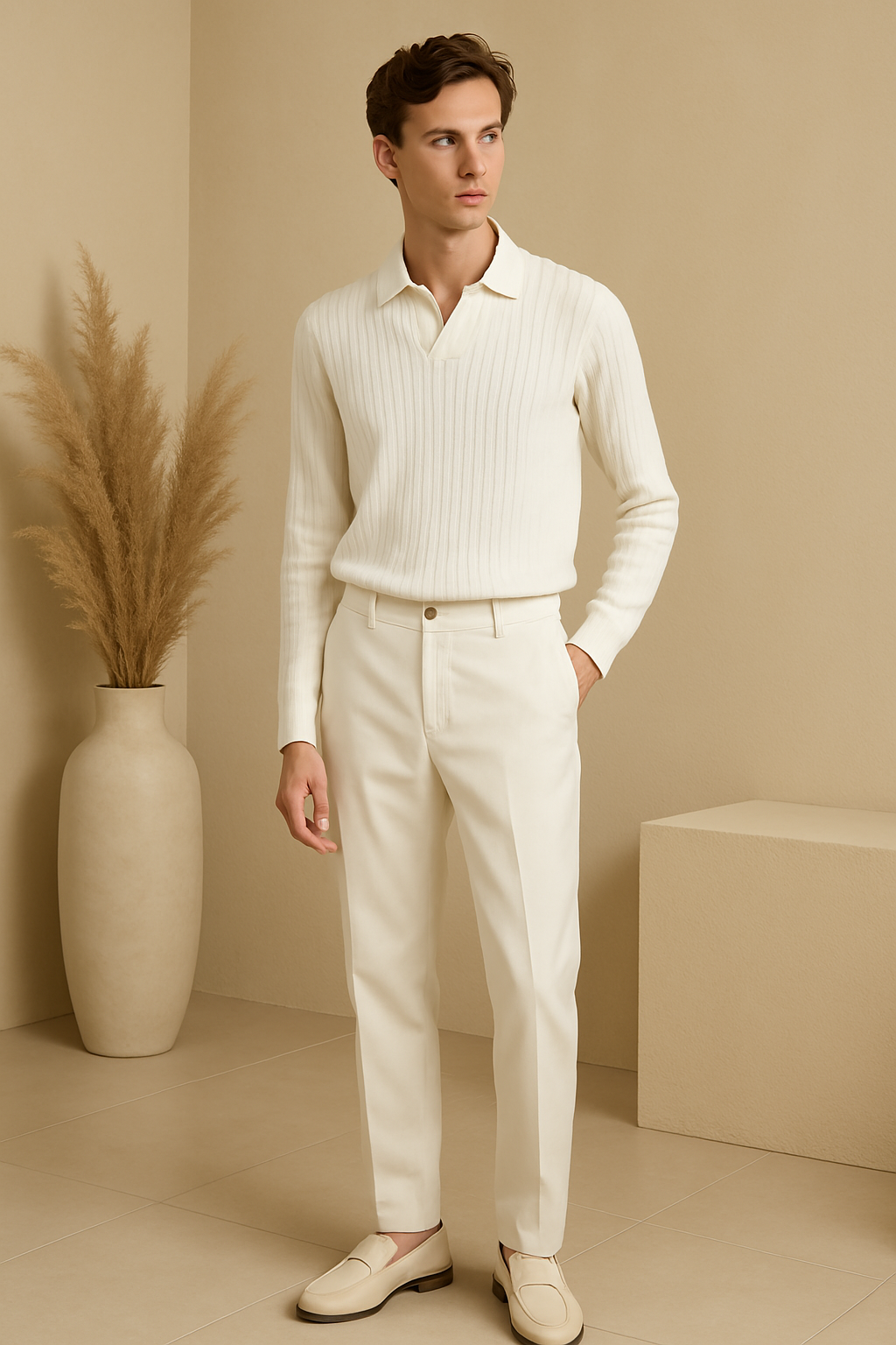 Ciedera Striped Long Sleeve Polo
