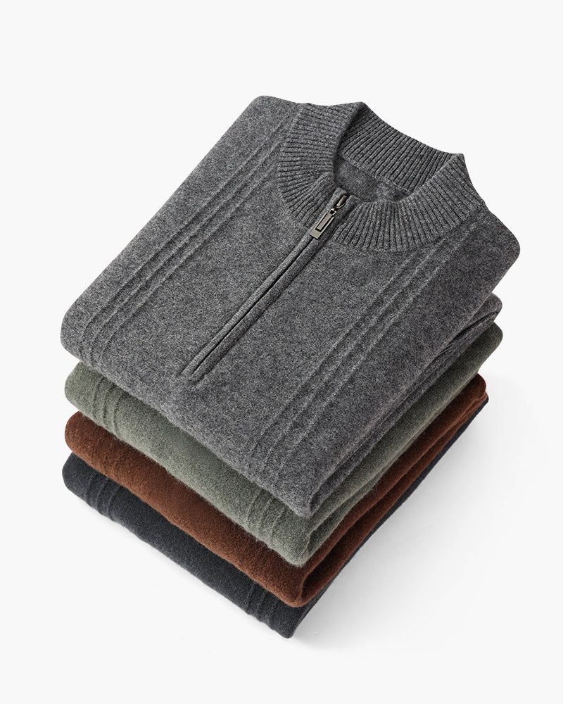 Ciedera Cashmere Ribbed Half Zip Sweater