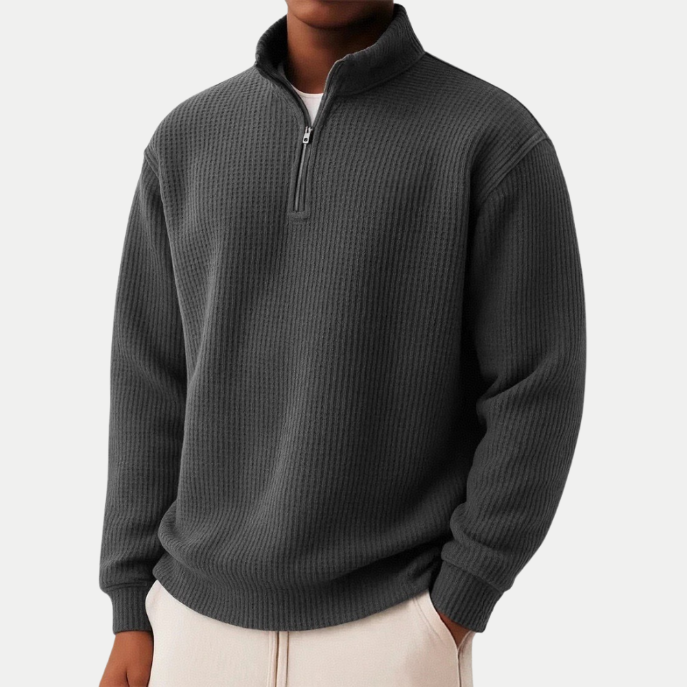 Ciedera Textured Half Zip Knit Sweater