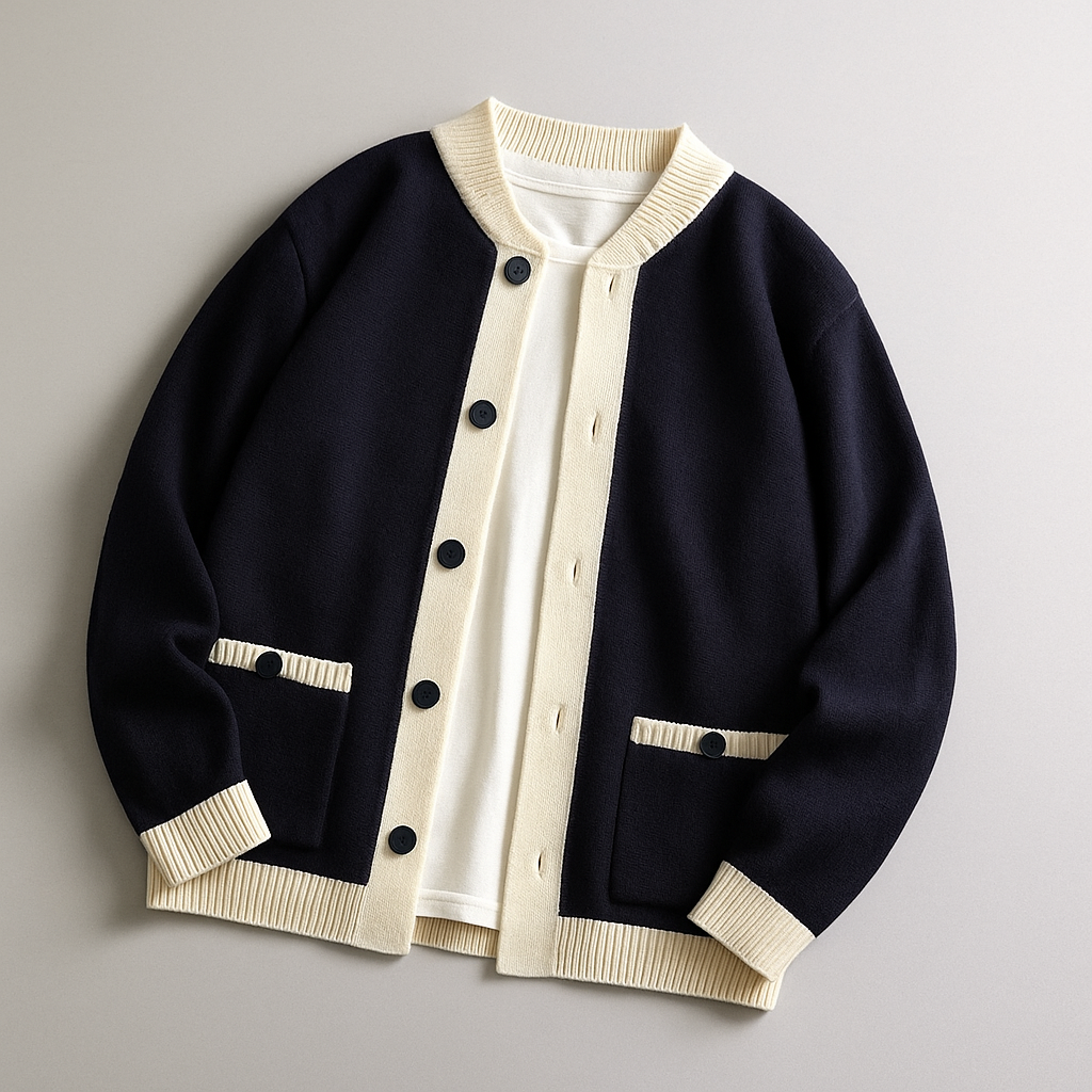 Two-Tone Knit Cardigan