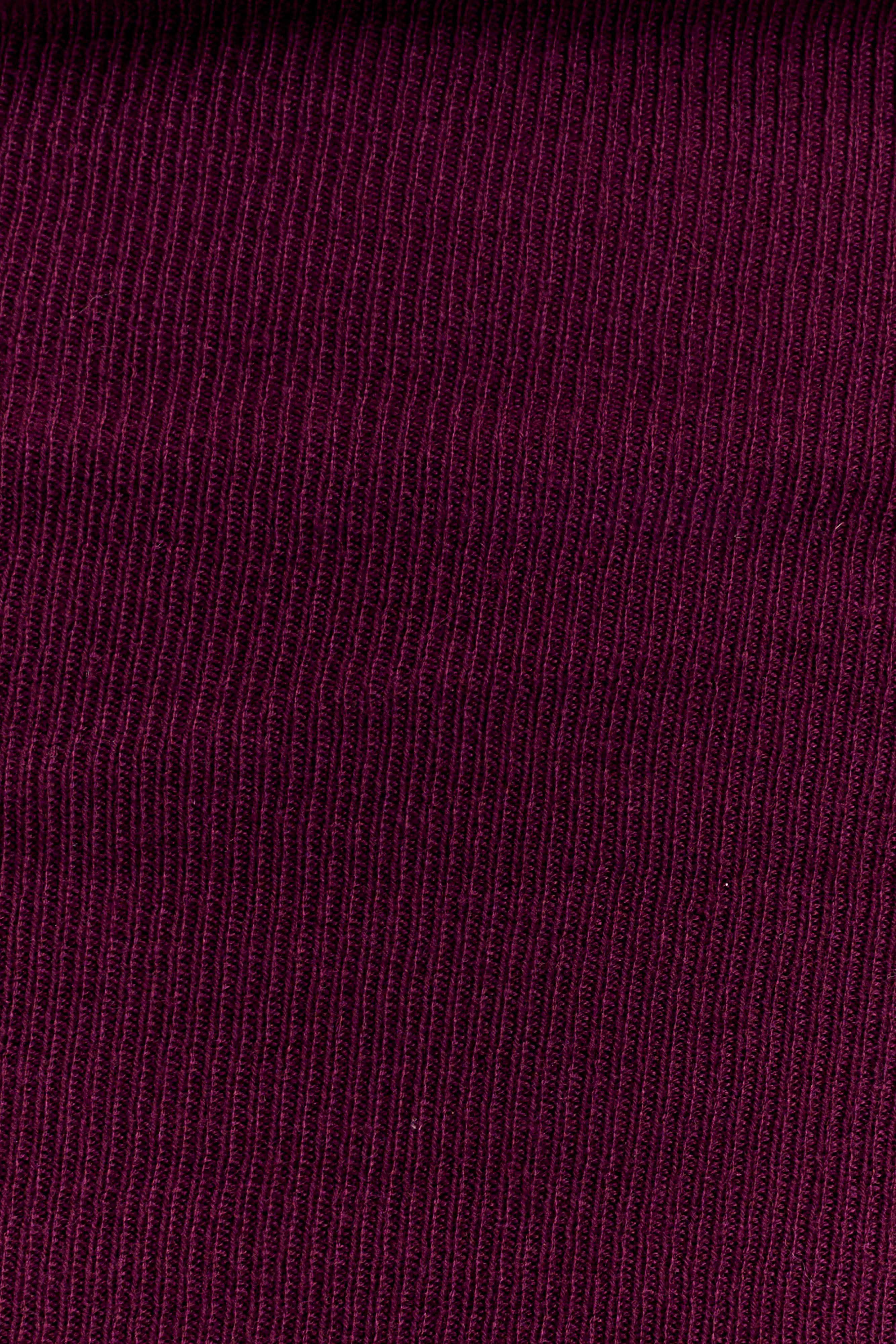 Ciedera Asymetrical Cashmere Blend Long Sleeve Knit Top Bordeaux