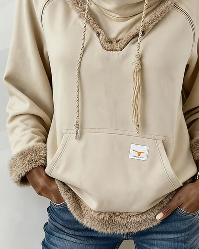 Lola Hooded Fleece Trim Hoodie