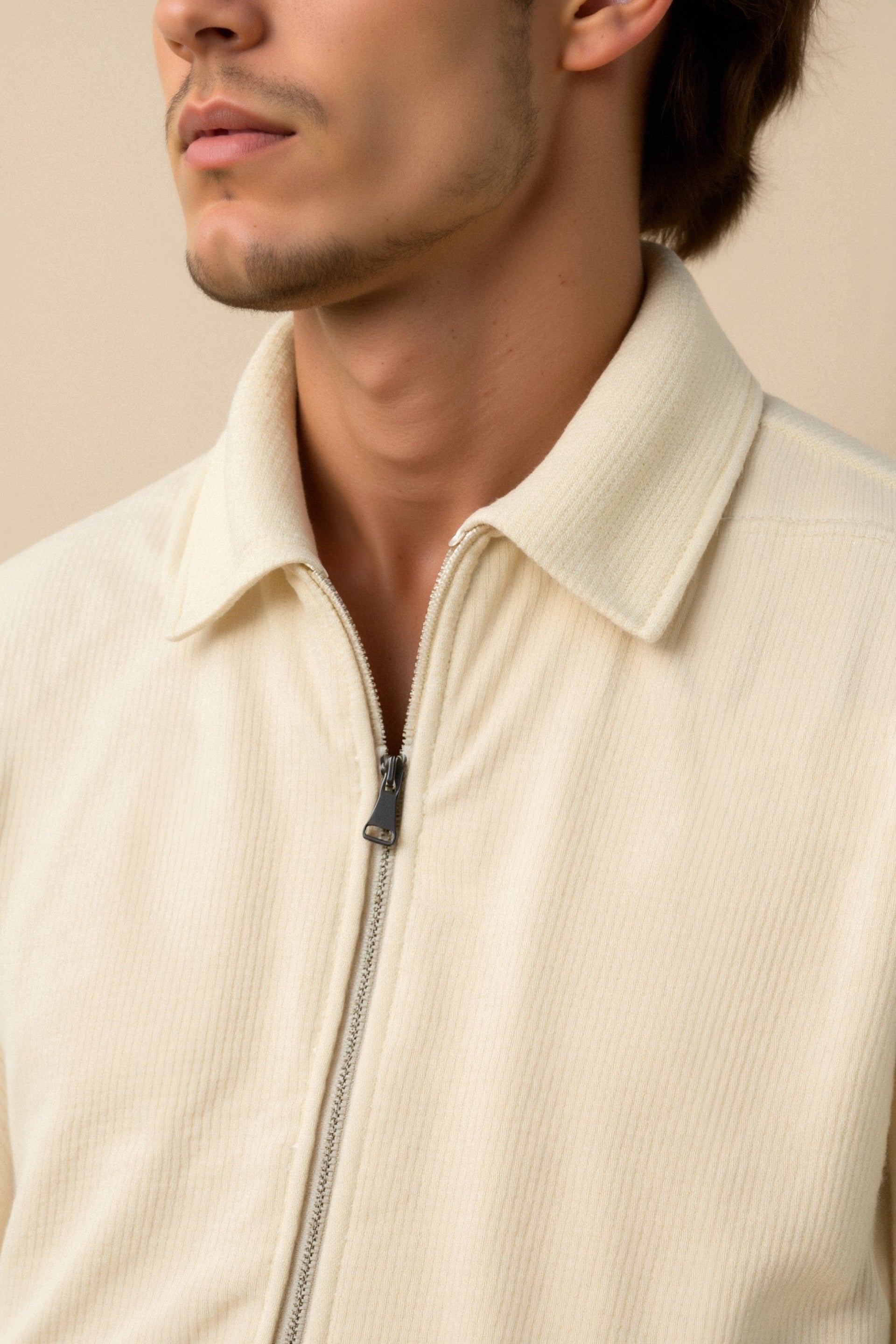 Ciedera Premium Polo Collar Design Jacket Beige