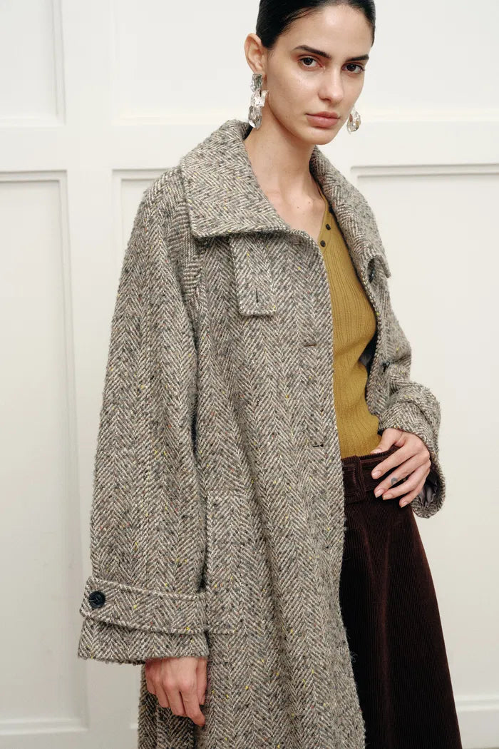Command Heritage Herringbone Wool Blend Belted Coat