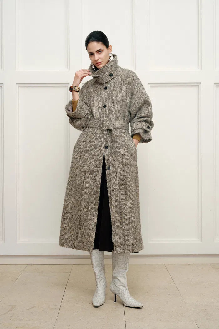 Command Heritage Herringbone Wool Blend Belted Coat