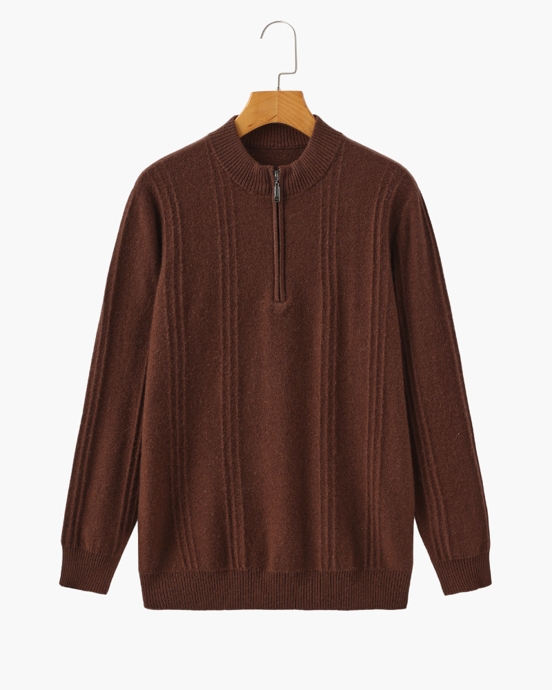 Ciedera Cashmere Ribbed Half Zip Sweater
