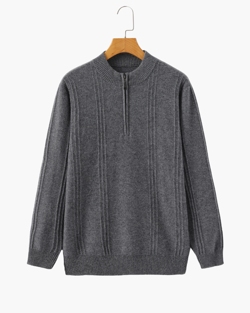 Ciedera Cashmere Ribbed Half Zip Sweater