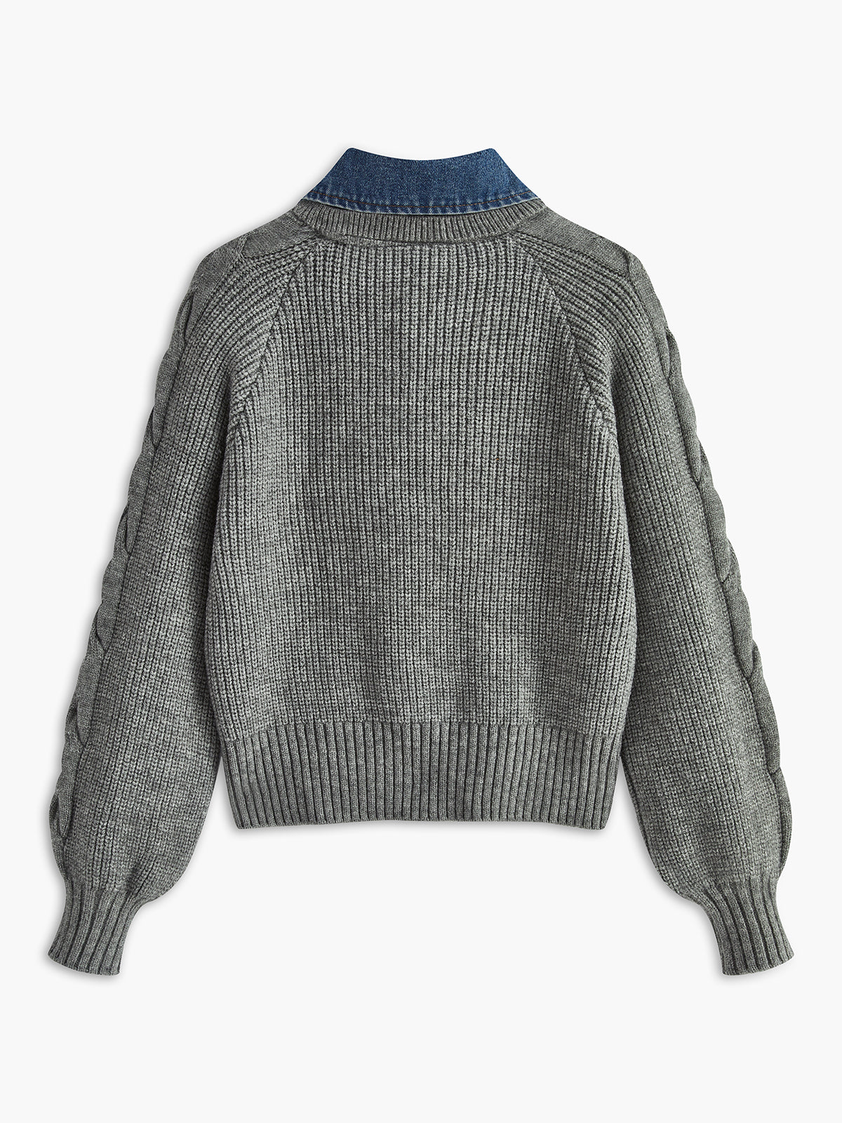 Gwen Cable Knit Denim Collar Sweater