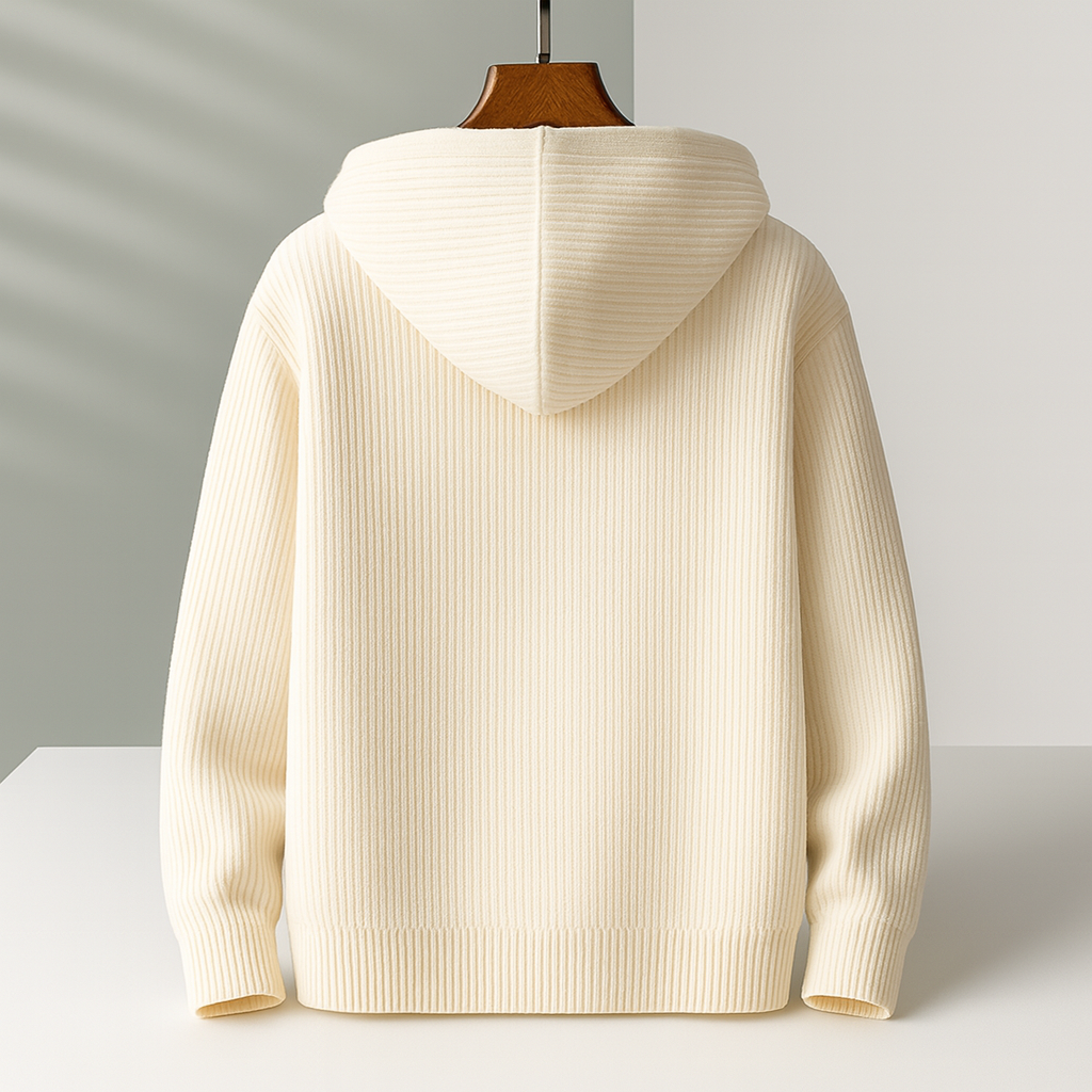 Ribbed Knit Hooded Cardigan