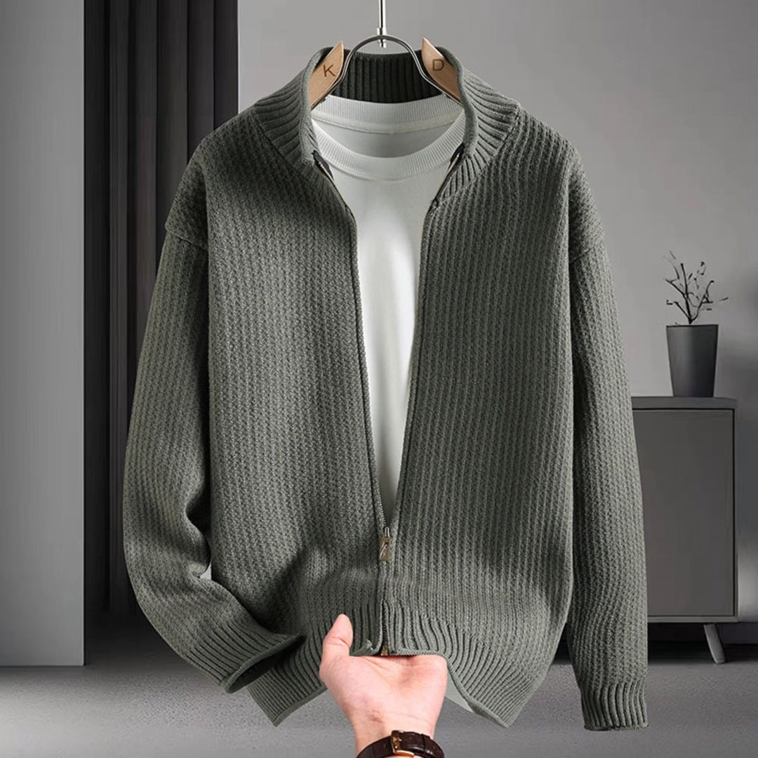 Monza Ribbed Knit Zip Cardigan