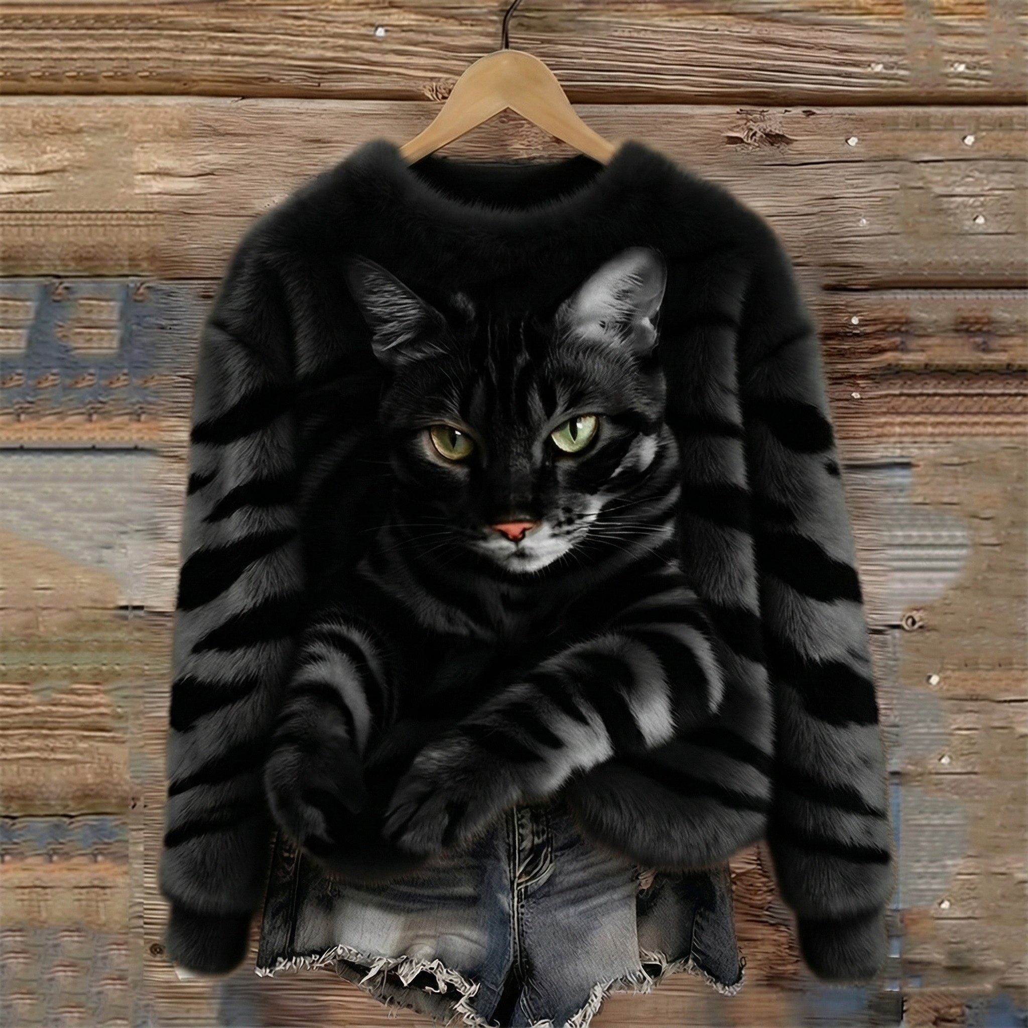 Anna Tiger Cat Faux Fur Sweater