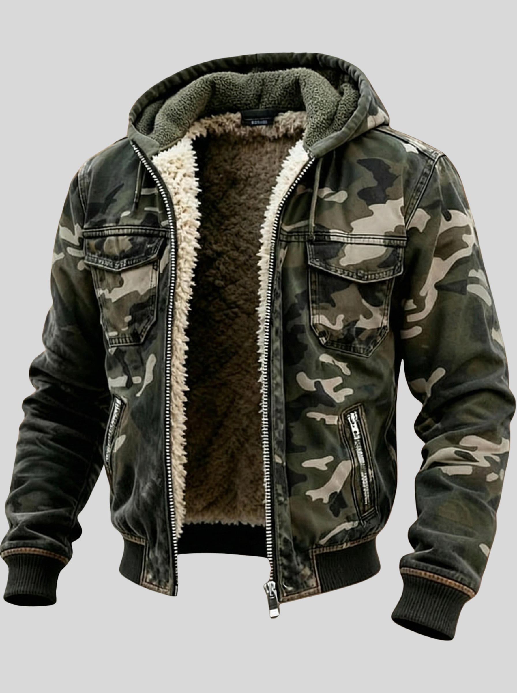 Camouflage Sherpa-Lined Utility Jacket