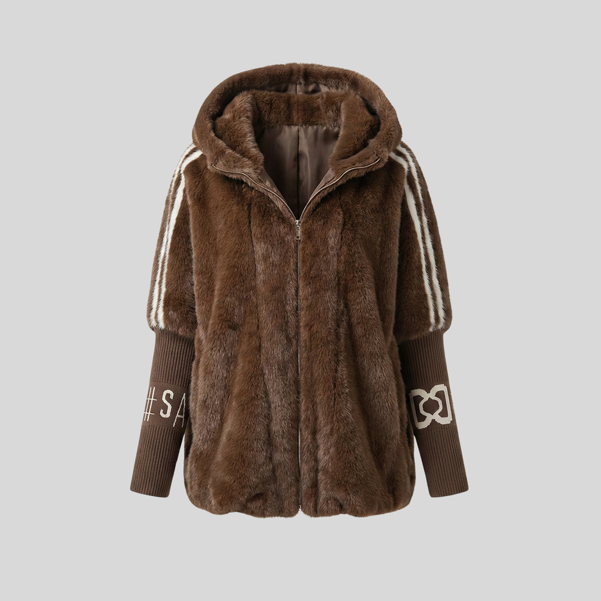 Ciedera Faux Fur Hooded Zip Jacket