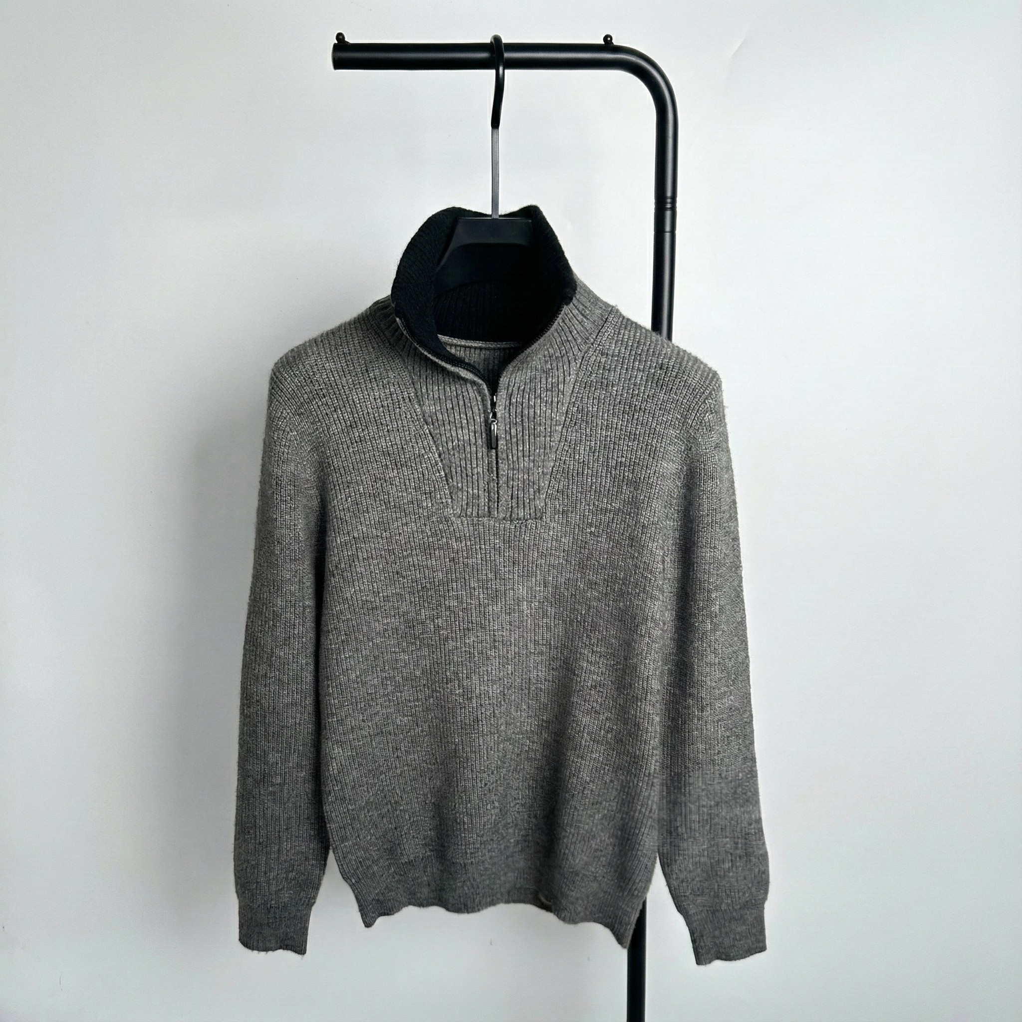 Roma Ribbed Half-Zip Knit Sweater