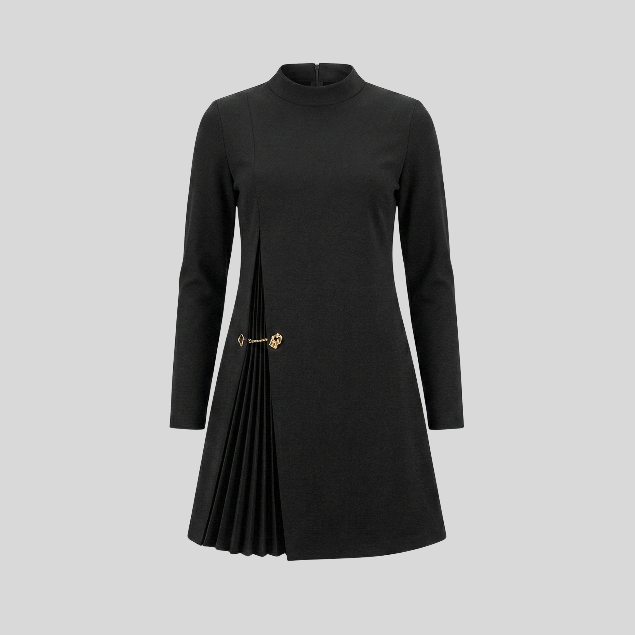 Elegant Pleated Detail Mini Dress