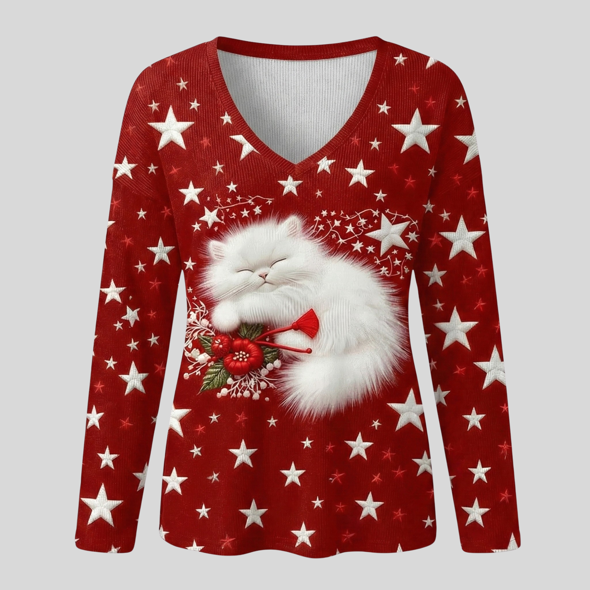 Festive Cat Knit Sweater