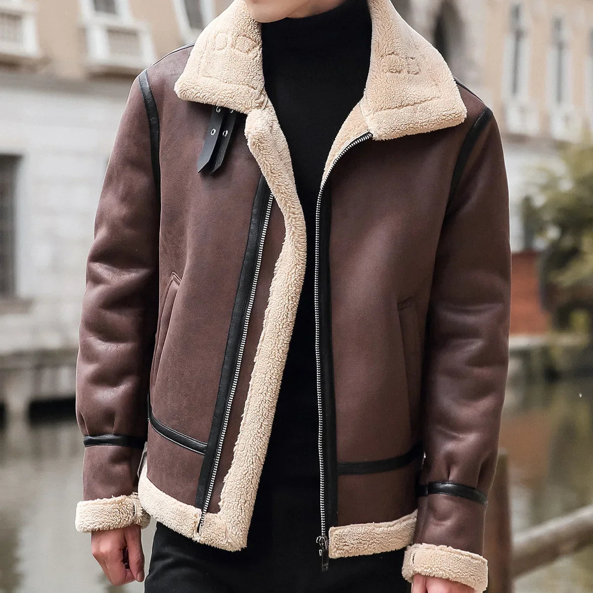 Fermo Shearling Lined Leather Jacket