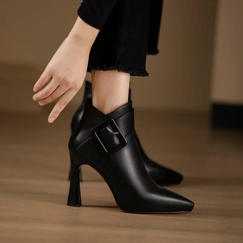Clover Buckle Ankle Heels