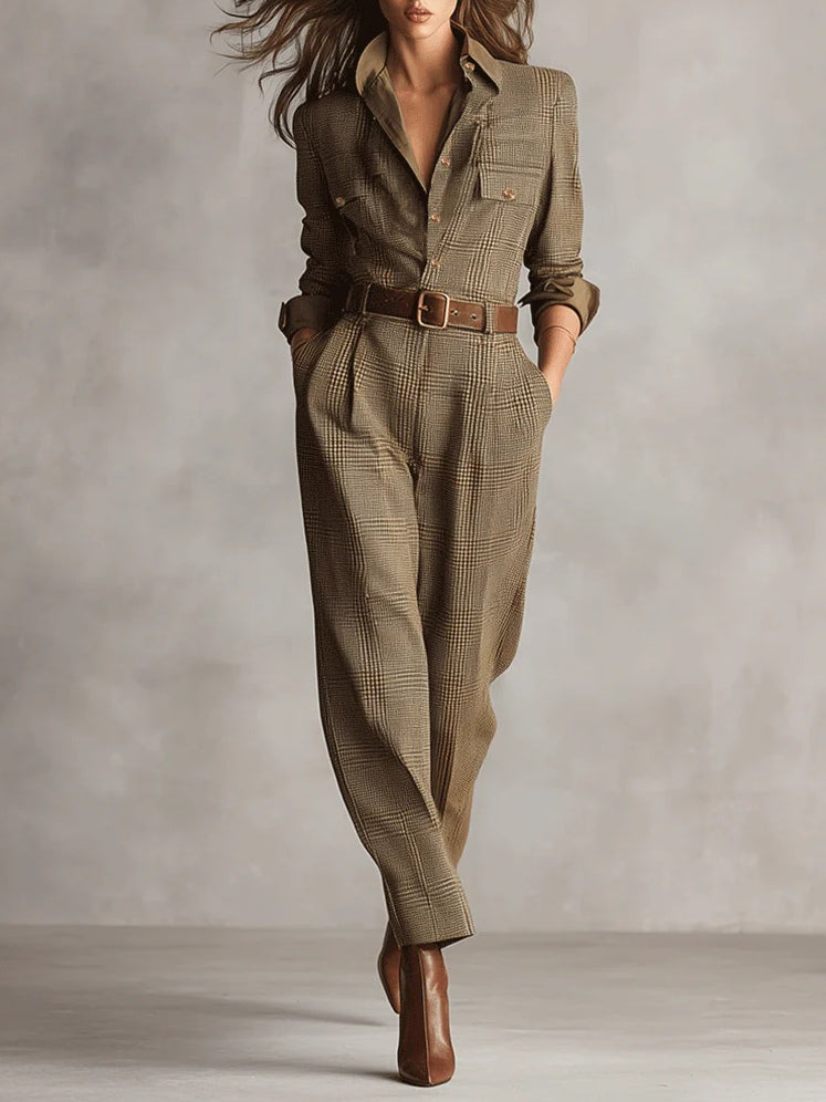 Ciedera Tailored Plaid Jumpsuit