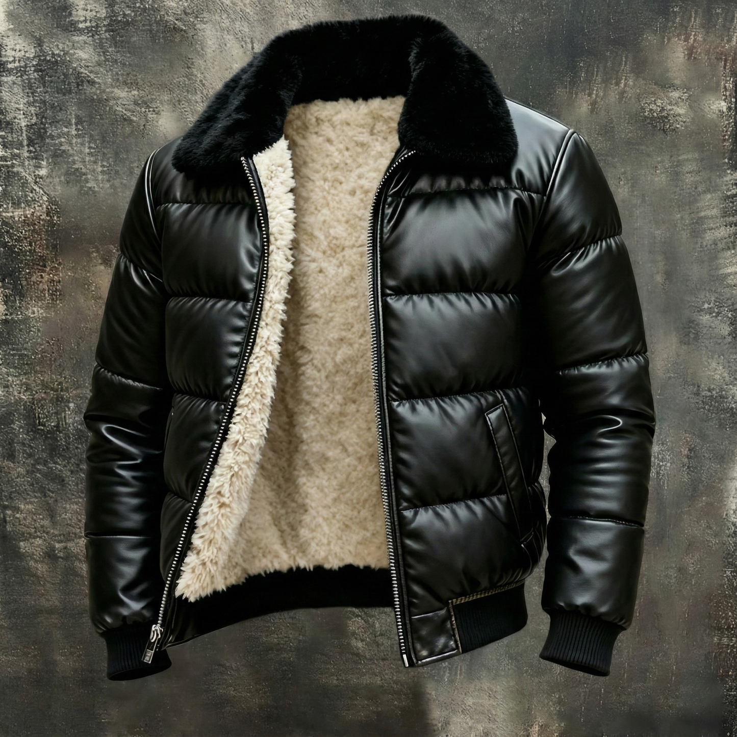 Dawn Padded Leather Jacket With Sherpa-Lining