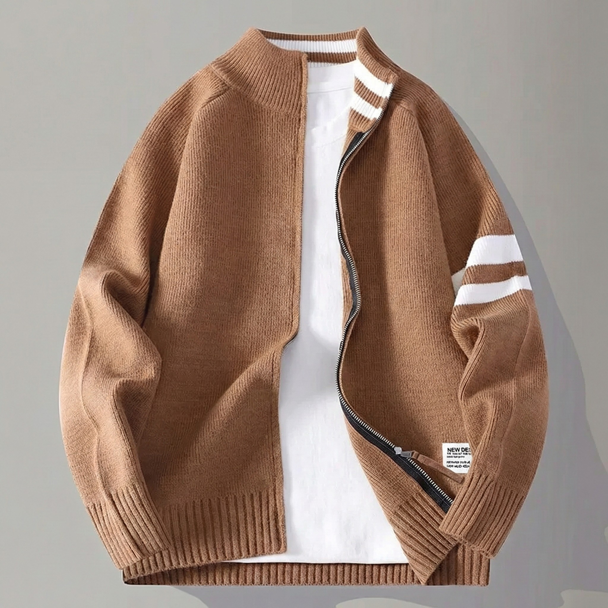 Caleb Zip-Up Knit Cardigan