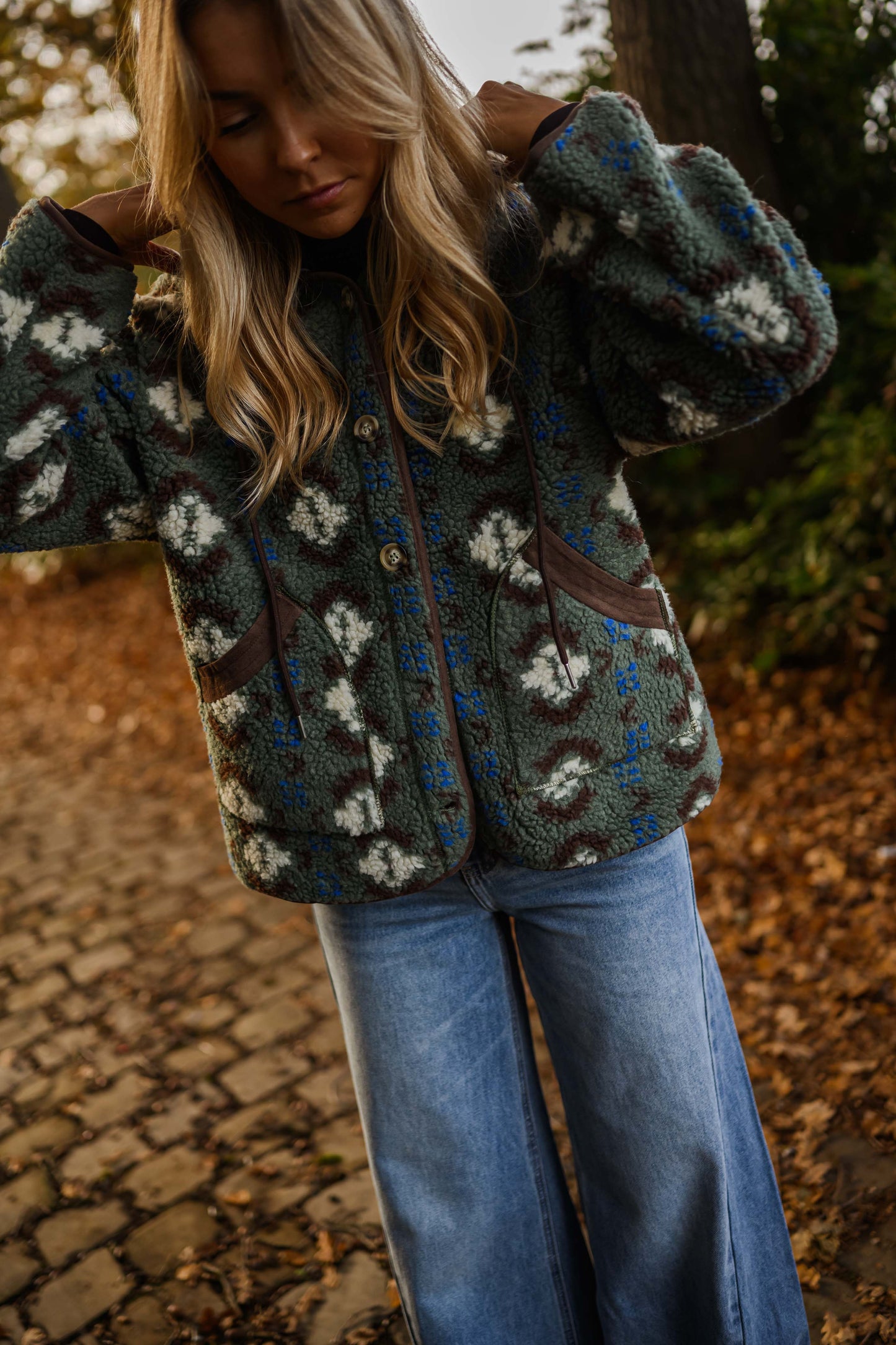 Avery Patterned Fleece Jacket With Detachable Hood