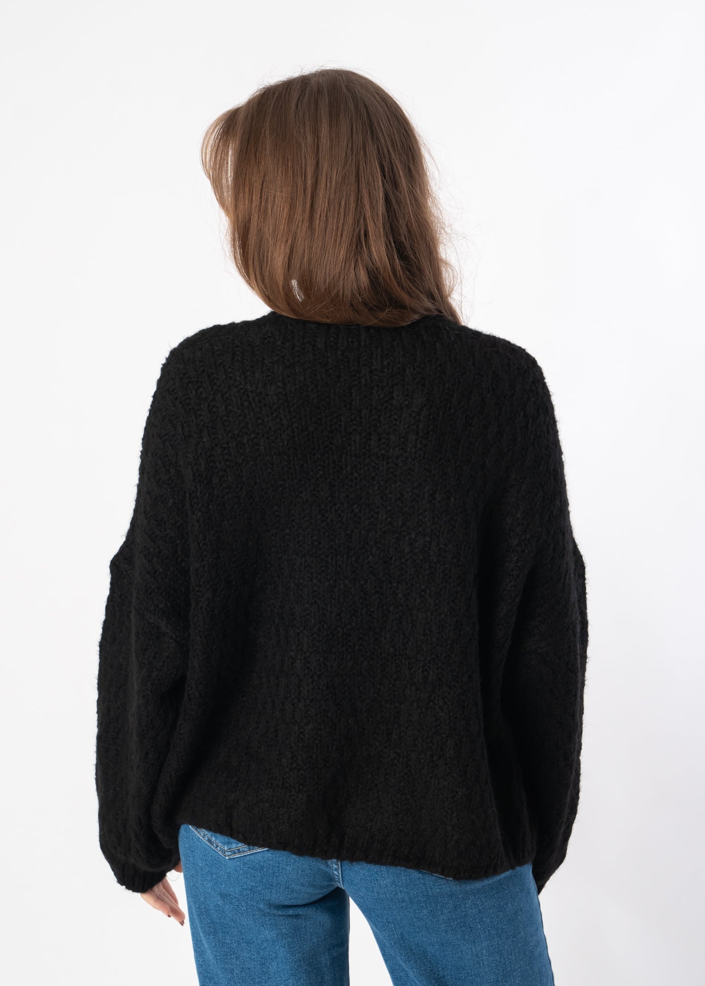 Open-Front Braided Cardigan Black