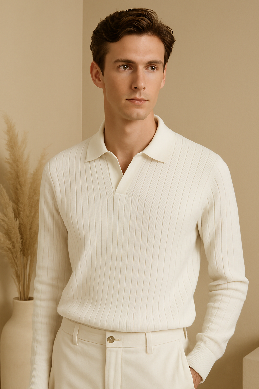 Ciedera Striped Long Sleeve Polo