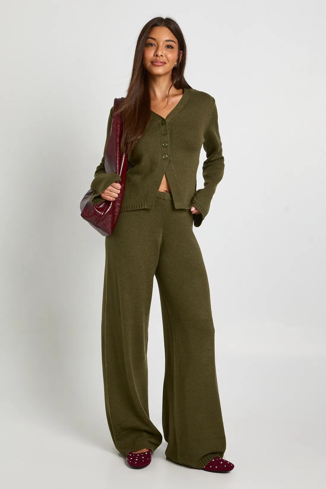 Ciedera Knitted Cardigan Co-Ord Green