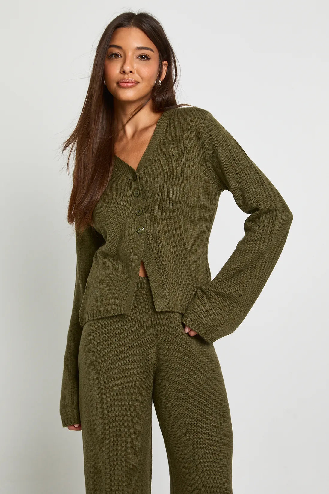 Ciedera Knitted Cardigan Co-Ord Green