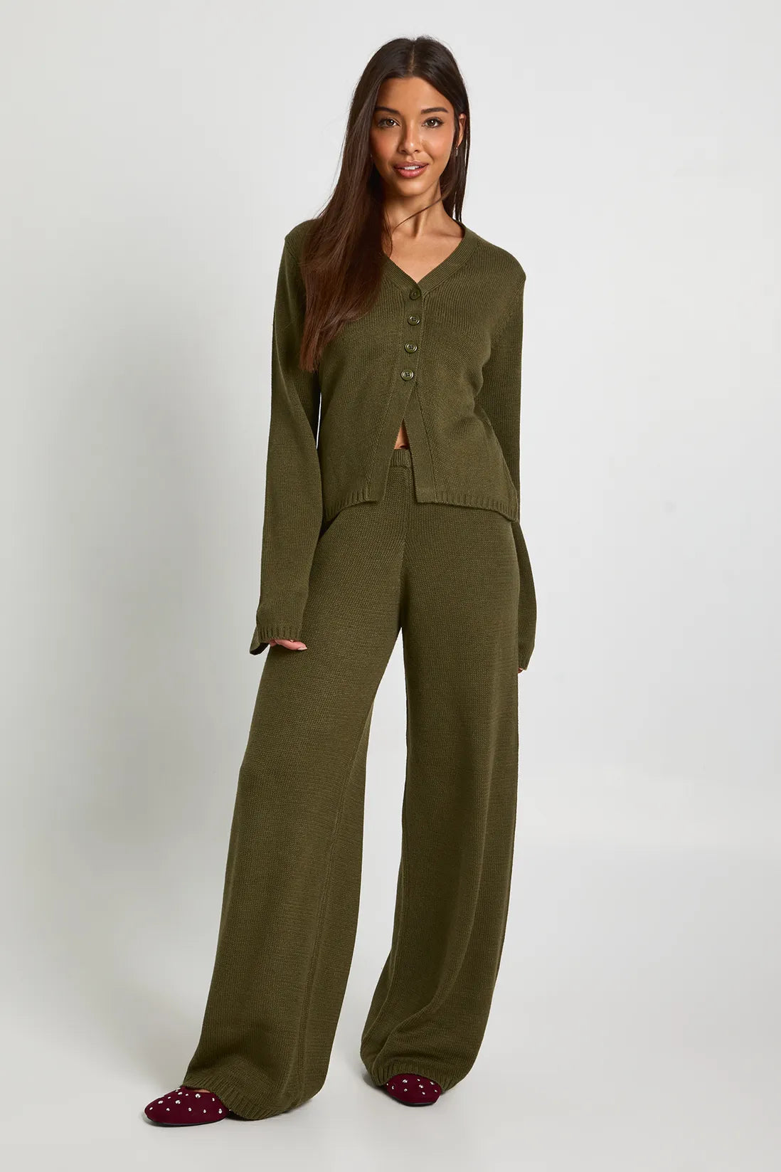 Ciedera Knitted Cardigan Co-Ord Green