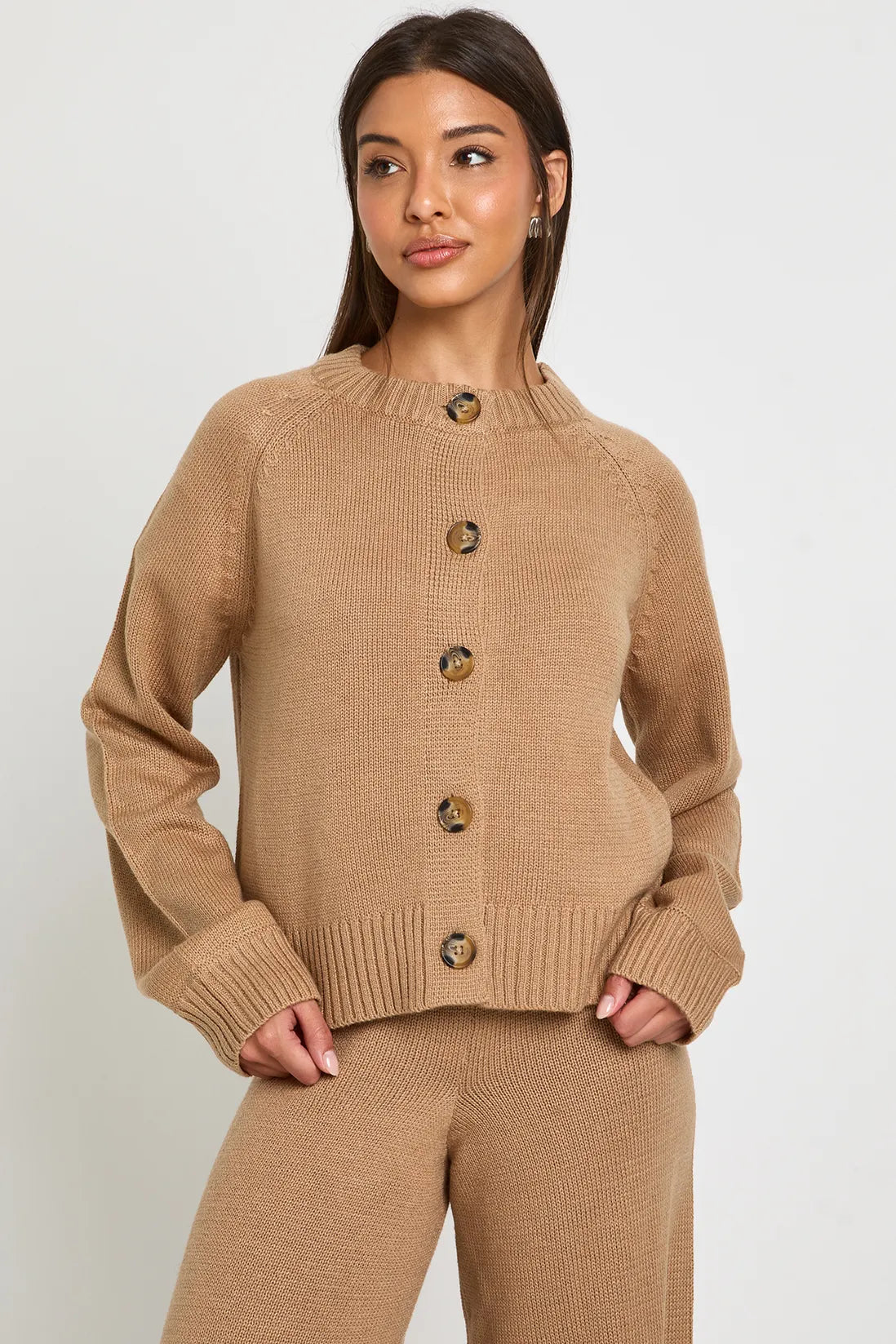Ciedera Knitted Cardigan Co-Ord Taupe