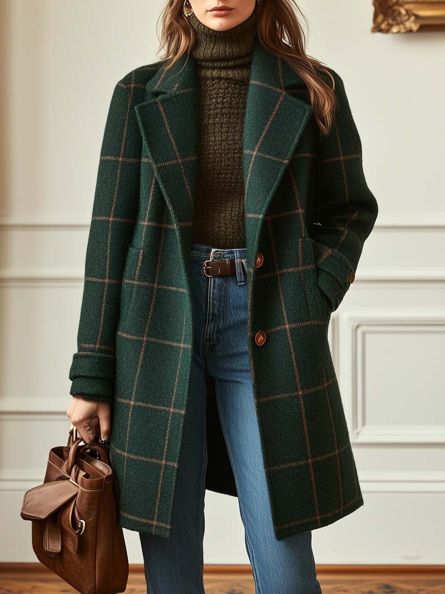 Classic Checkered Wool Coat