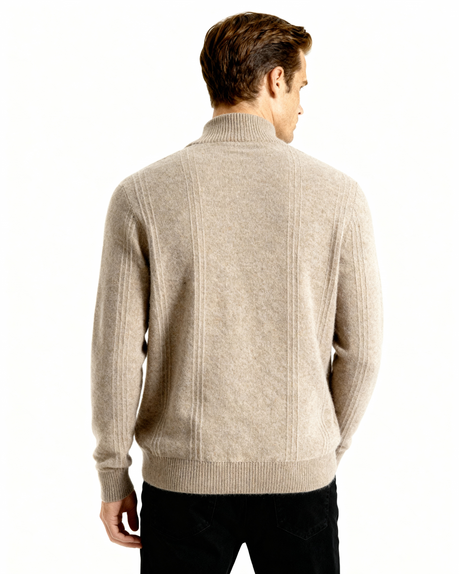 Ciedera Cashmere Ribbed Half Zip Sweater