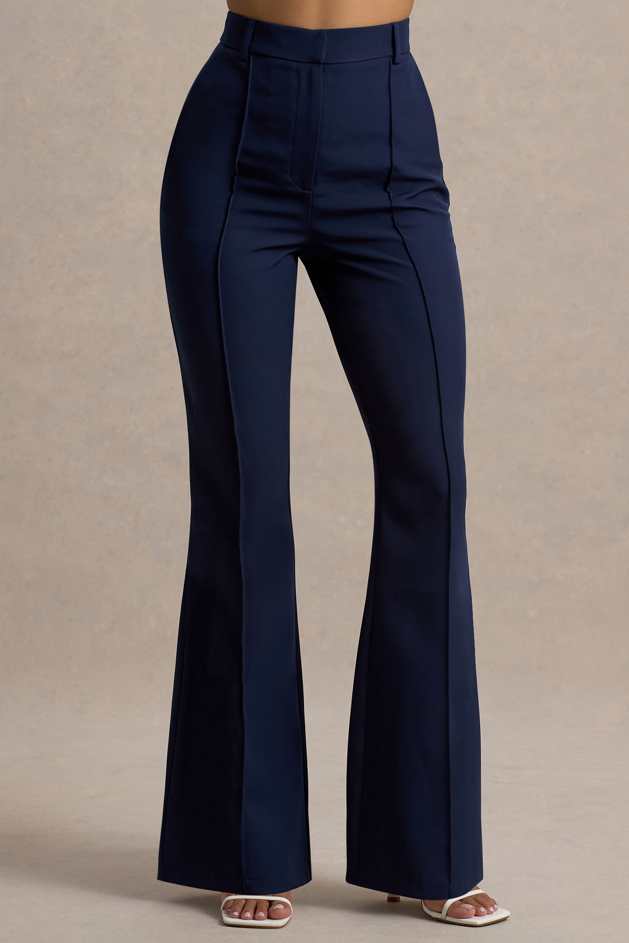 Ciedera Tailored Flared-Leg Trousers Navy