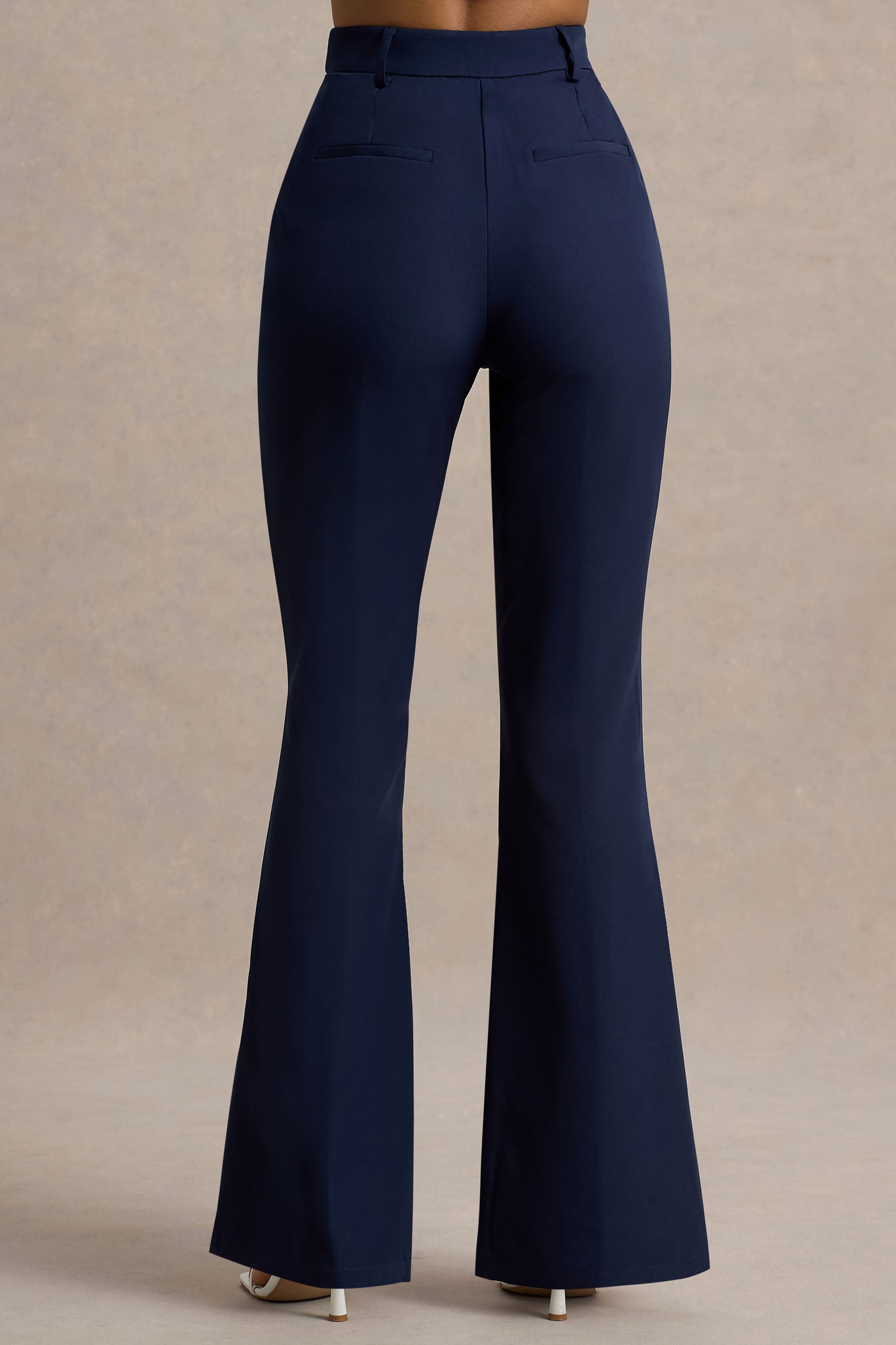 Ciedera Tailored Flared-Leg Trousers Navy