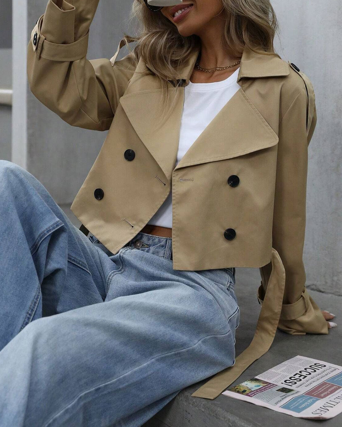 Ciedera Double Breasted Jacket Khaki