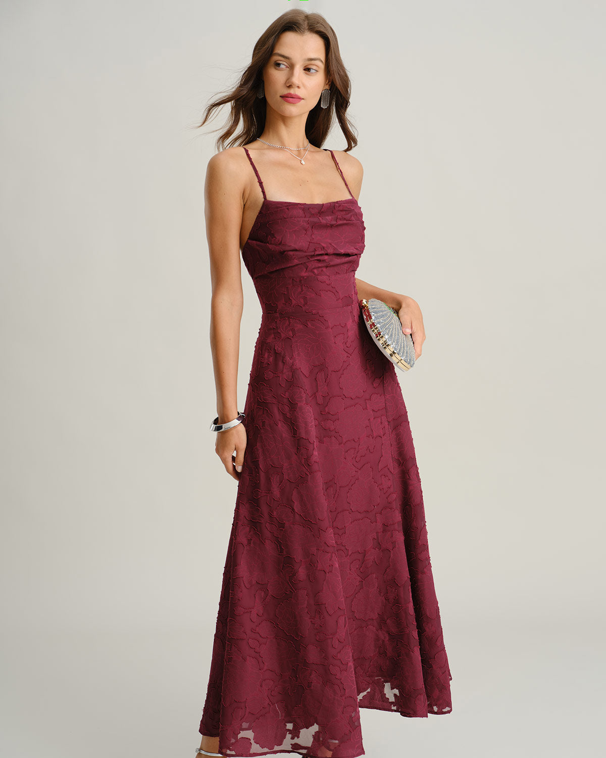 Ciedera Slip Maxi Dress Wine Red