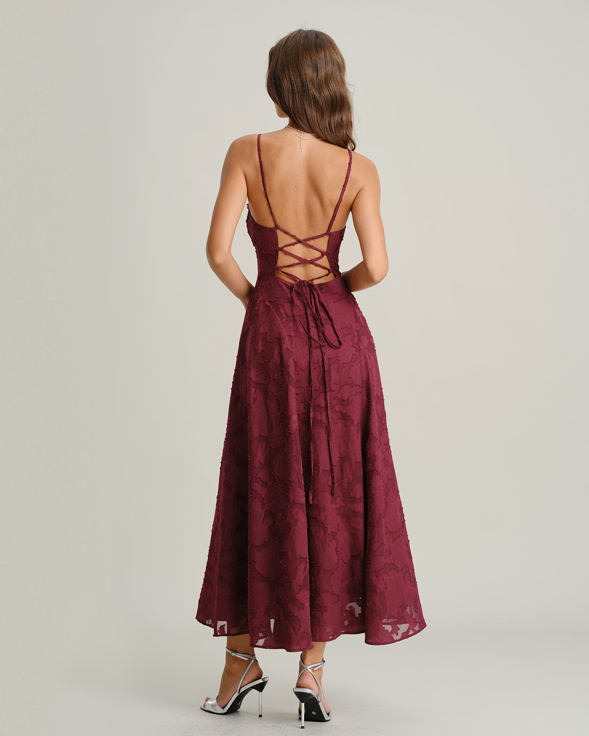 Ciedera Slip Maxi Dress Wine Red