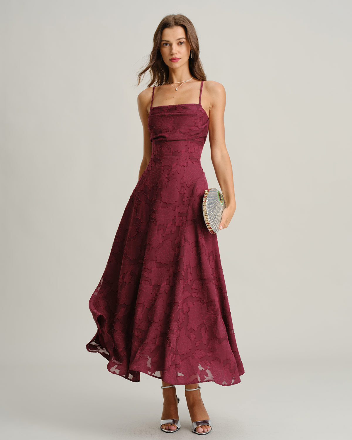 Ciedera Slip Maxi Dress Wine Red