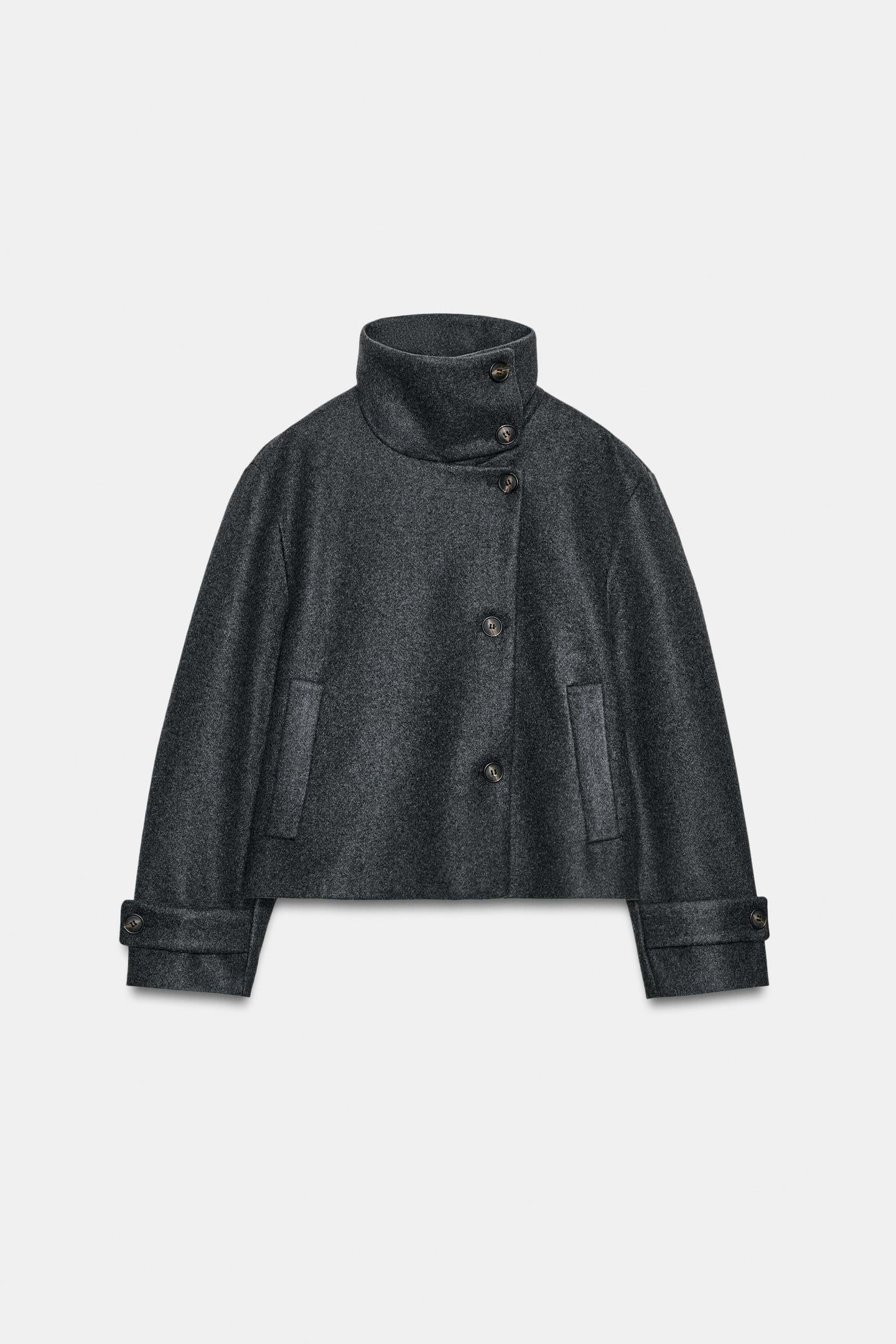 Evire Textured Wool-Blend Short Coat