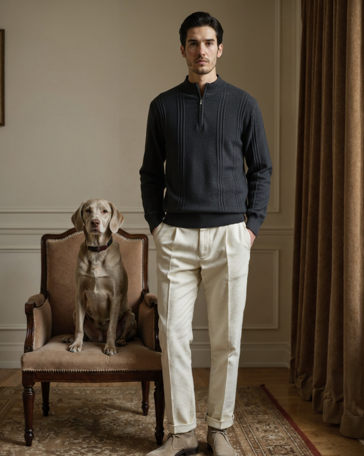 Ciedera Cashmere Ribbed Half Zip Sweater