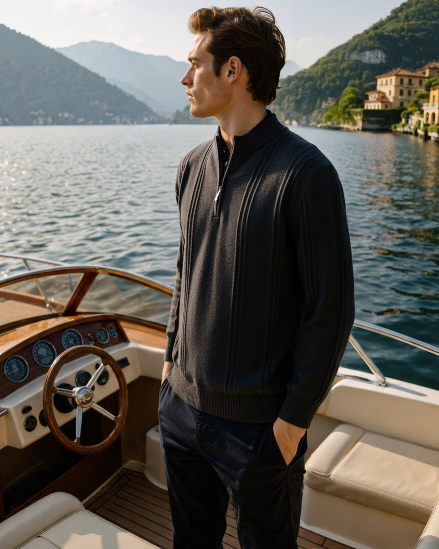 Ciedera Cashmere Ribbed Half Zip Sweater