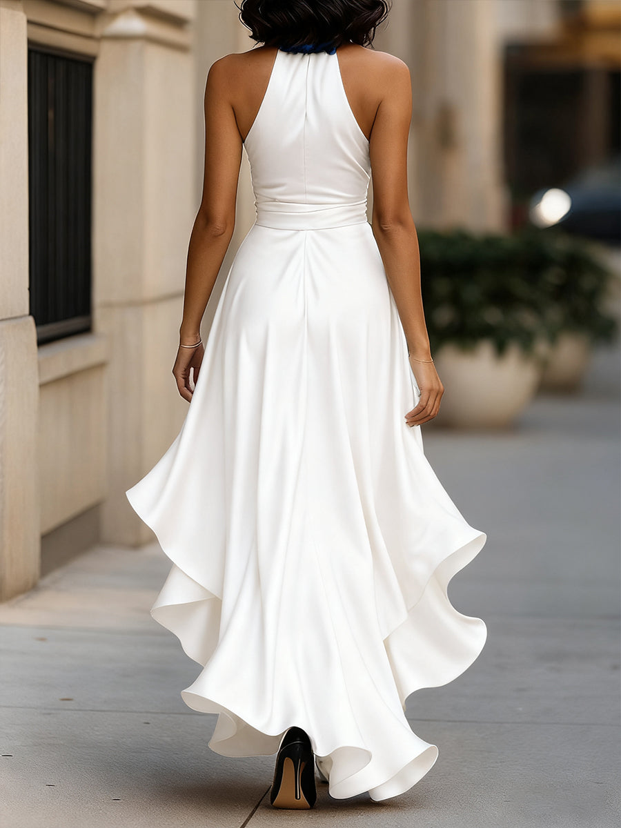 Satin Midnight Elegance Wrap Gown
