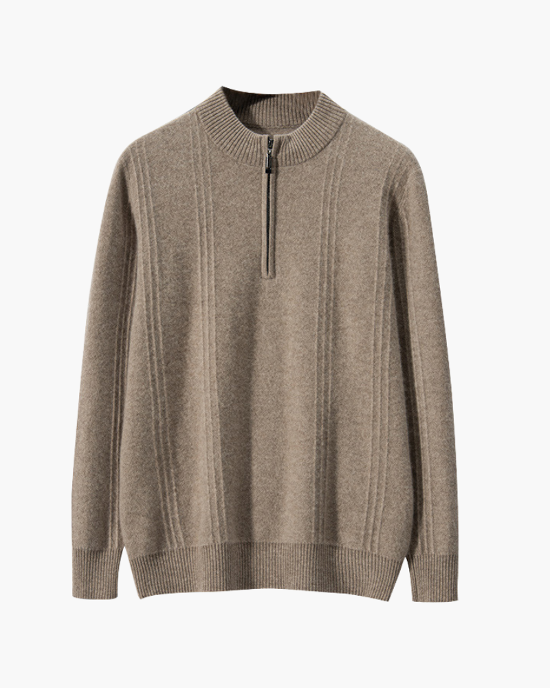 Ciedera Cashmere Ribbed Half Zip Sweater