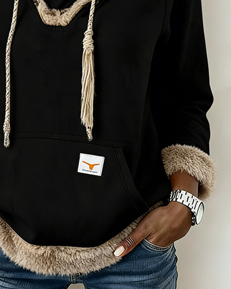 Lola Hooded Fleece Trim Hoodie