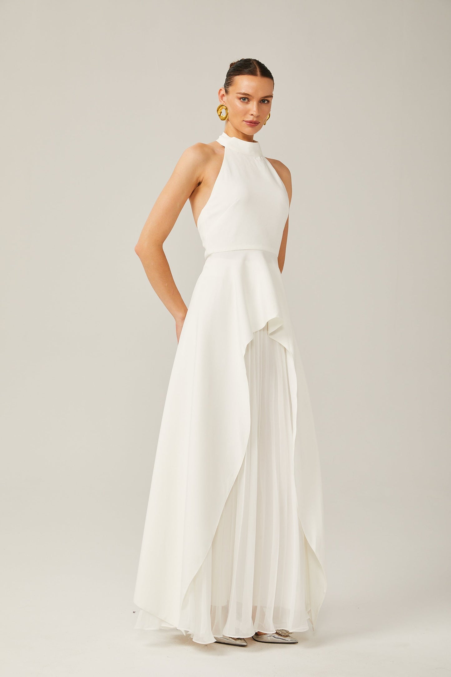 Ciedera Halterneck Layered Maxi Dress