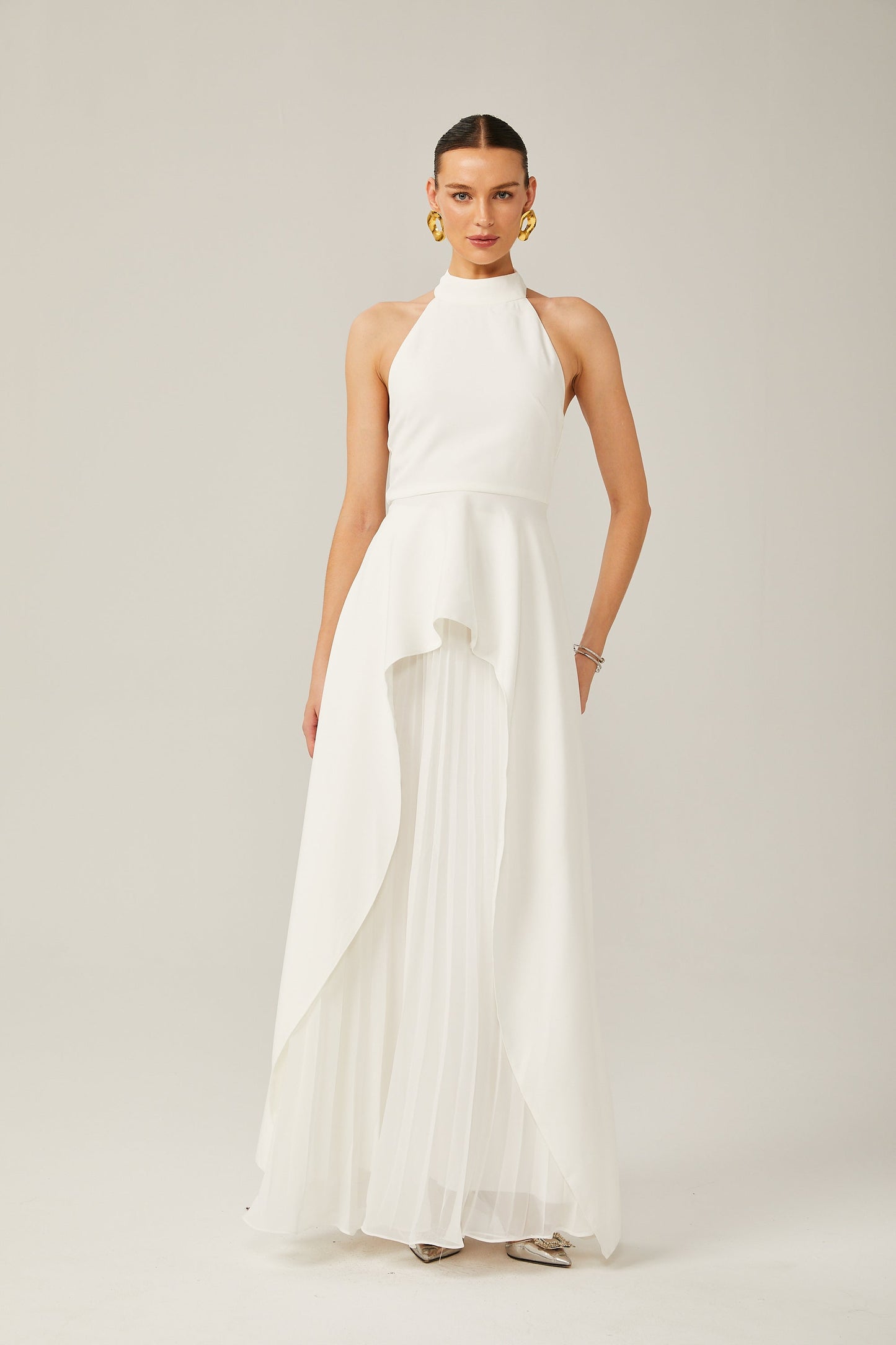 Ciedera Halterneck Layered Maxi Dress