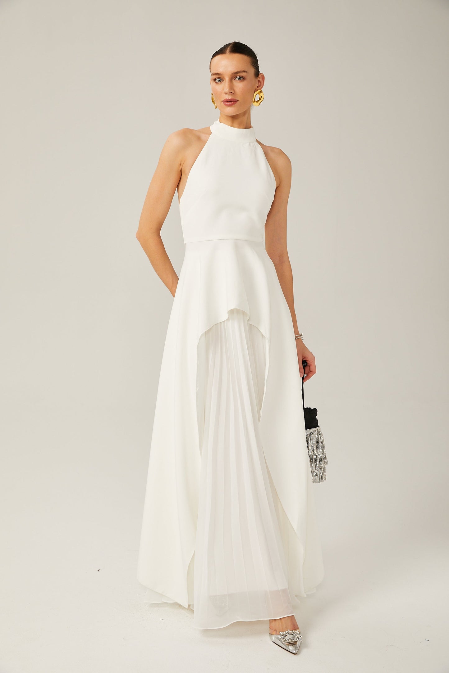 Ciedera Halterneck Layered Maxi Dress
