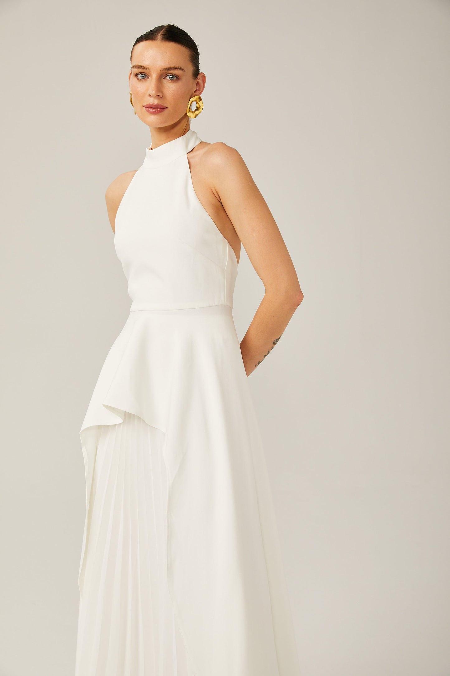 Ciedera Halterneck Layered Maxi Dress